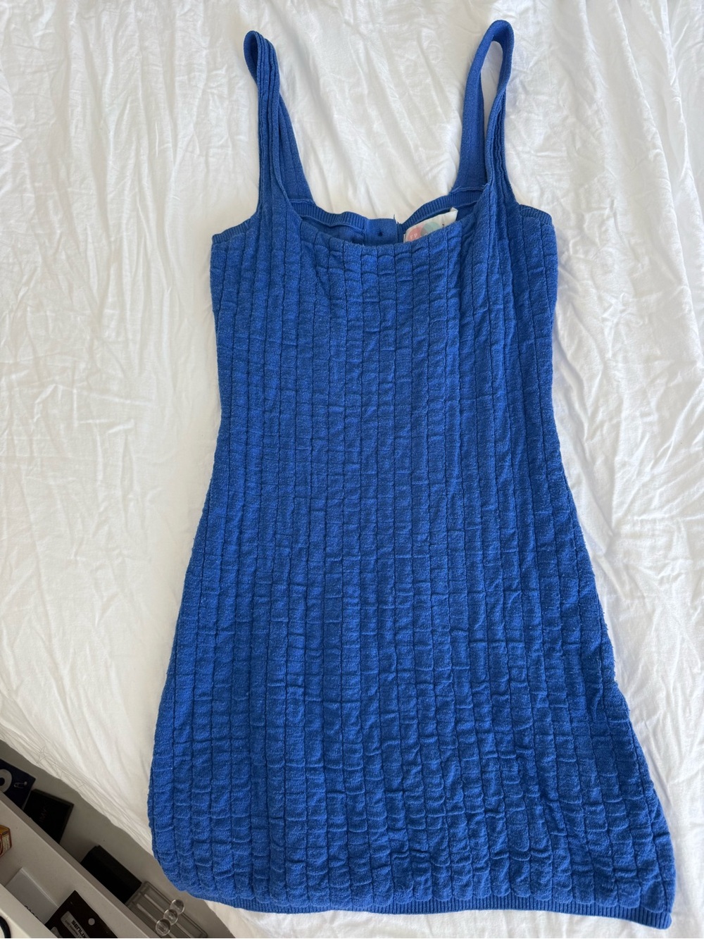 Free People Royal Blue Textured Knit Tank Mini Dress